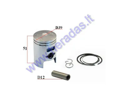 Piston, ring set for scooter Honda Dio  50cc AC 2T D39 Repair-replacement +0,50MM