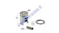 Piston, ring set for scooter Honda Dio  50cc AC 2T D39 STD