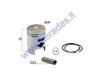 Piston, ring set for scooter Honda Dio  50cc AC 2T D39 STD