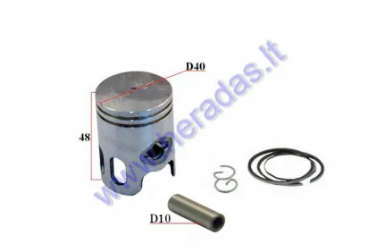 Piston, ring set for scooter MBK Booster 50cc D40 Repair-replacement +0,25mm