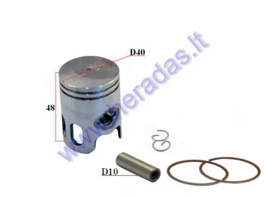 Piston, ring set for scooter MBK Booster 50cc D40 Repair-replacement +0,75mm