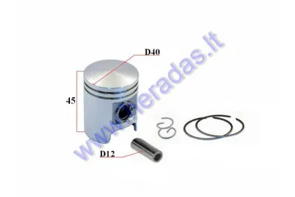 Piston, ring set for scooter Peugeot Buxy 50cc AC 2T D40