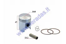 Piston, ring set for scooter Peugeot Buxy 50cc AC 2T D40 Repair-replacement  +0,75MM