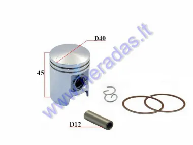 Piston, ring set for scooter Piaggio,Gilera 50cc  2T D40 Repair-replacement +0,80MM