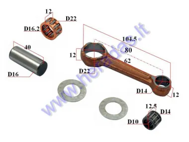 Crankshaft connecting rod for scooter Honda NH50 NC50 NY50 LEAD AF20Pin D16 L40 Bearings 16,8x22x12 10X14X12.5