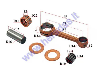 Crankshaft connecting rod for scooter Honda SA50 NE-50 NB50 AF16Pin D16 L33.2