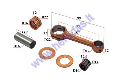 Crankshaft connecting rod for scooter Honda SA50 NE-50 NB50 AF16Pin D16 L33.2