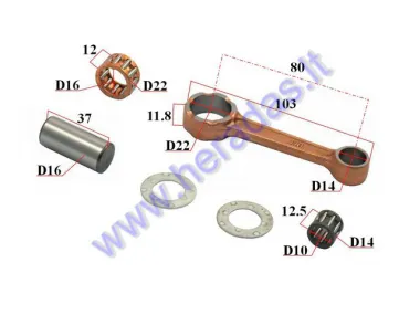 Crankshaft connecting rod for scooter MBK BOOSTER 50Pin D16 L37 Bearings 16x22x12 10X14X12.5