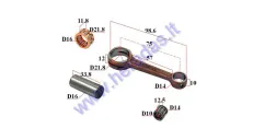 Crankshaft connecting rod for scooter Suzuki AD50Pin D16 L33.8