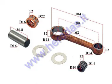 Crankshaft connecting rod for scooter Yamaha JOG 50, 3YK,3KJPin D16 L36,8
