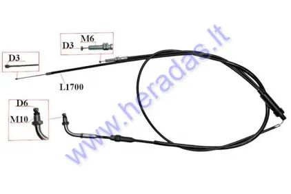 THROTTLE CABLE FOR SCOOTER 2T L170cm
