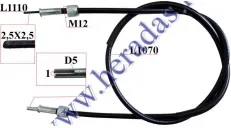 Speedometer cable L107cm square/round connector