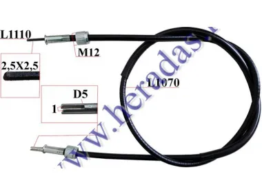 Speedometer cable L107cm square/round connector