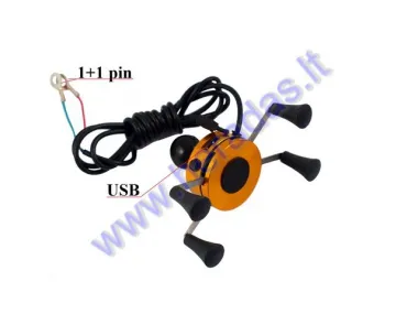 Universalus telefono/GPS laikiklis ant vairo su USB jungtimi 5V 2A