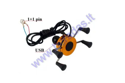 Universalus telefono/GPS laikiklis ant vairo su USB jungtimi 5V 2A