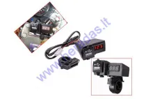 USB charger, battery charging indicator with 2USB connection for motorcycle, quad bike, 12/24V DC 5V/3.1A , voltmeter