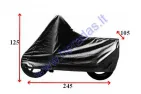 Uždangalas motociklo, keturračio, vejos traktoriuko,  juodas XL 245x105x125cm apsauginis uždangalas traktoriukų