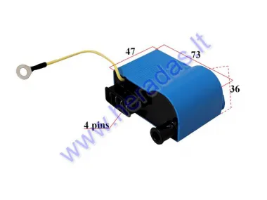 Ignition coil with CDI controller for scooter AM6 ,Aprilia, MBK, Yamaha, Malaguti 4 pin