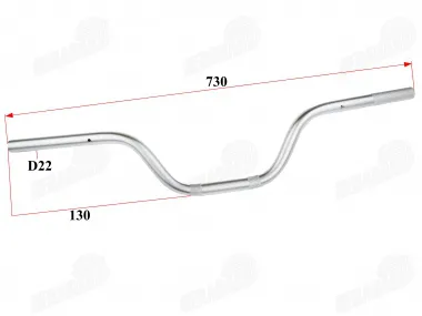Handlebar for motorcycle, scooter 22 mm. L730 fits HIMOTO HM2, HM3