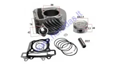 Engine cylinder piston, JINGLONG type GY6 1P63QML D62.5 analog MOT250004