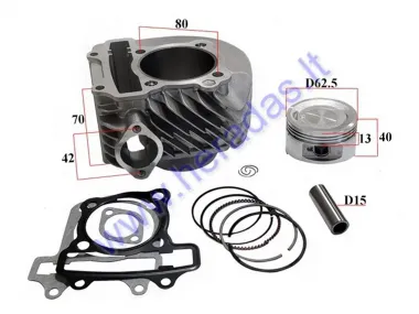 Engine cylinder piston, JINGLONG type GY6 1P63QML D62.5 analog MOT250004