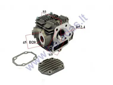 Variklio galvutė 107cc 110cc 125cc  ATV keturračio motociklo komplektas D52.4 Su vožtuvais, velenėliu, dangteliais analogas ATV110017. Tinka variklio 1P39F