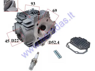 Variklio galvutė 125cc 4T motociklo komplektas D52.4Su vožtuvais,velenėliu,dangteliais (PAŽEISTA IŠORĖ)