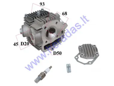 Cylinder head for motorcycle ATV quad bike 125cc with valves, camshaft, caps with valve lifters, SPARK PLUG