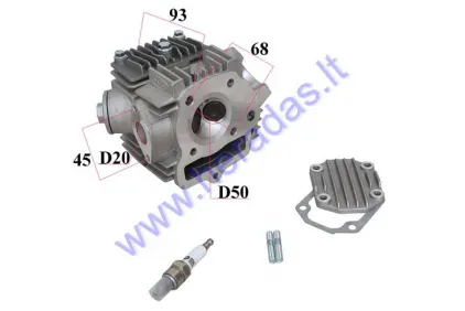 Cylinder head for motorcycle ATV quad bike 125cc with valves, camshaft, caps with valve lifters, SPARK PLUG