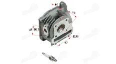Cylinder head assembly for scooter 50cc 4T GY6 39mm