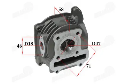 Engine head for scooter 80cc 4T GY6 47mm valves 69mm 18,5mm 15,5mm 5mm