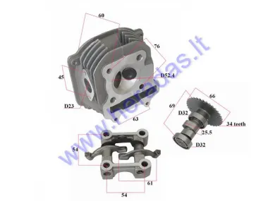 Variklio galvutė motorolerio GY6 125cc D52.4 komplektas be dangtelio