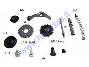 Variklio grandinės įtempimo rinkinys Pocket Bike be grandinės