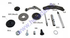 Variklio grandinės įtempimo rinkinys Pocket Bike su grandine