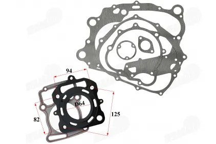 ENGINE GASKET SET FOR WATER - COOLED ENGINE ATV200cc D64 94x82mm 125mm Kinroad Bashan Shineray Romet Loncin