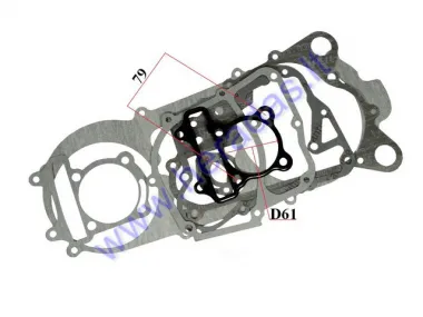 Variklio tarpinių komplektas oru aušinamam keturračiui motociklui 200cc GY6 D61