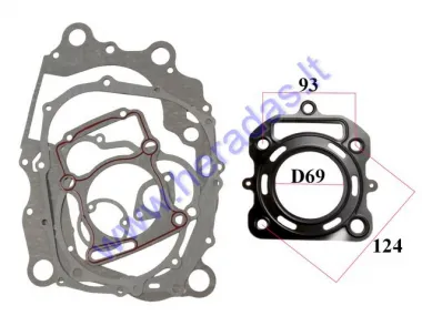 Variklio tarpinių komplektas vandeniu aušinamam keturračiui motociklui ATV250cc Zongshen CG250 69mm