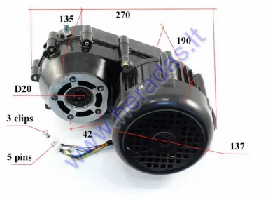 Variklis su reduktorium 48V 500W elektrinio triračio MS01 MS03