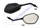 VEIDRODŽIAI MOTOROLERIUI, MOTOCIKLUI 2 VNT. KOMPLEKTAS M8, EC ŽYMĖJIMAS TINKA MODELIUI SKYHAWK, sriegis dešininis