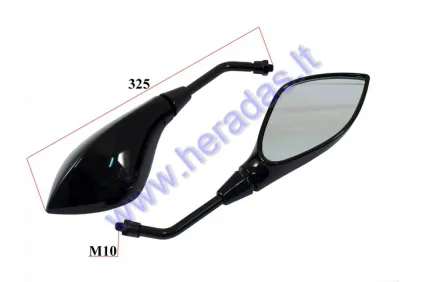 MIRRORS FOR SCOOTER MOTOCYCLE 2 PC SET M10, RIGHT THREAD