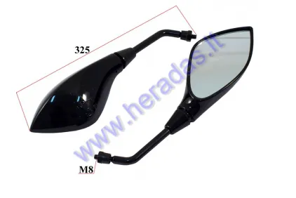 MIRRORS FOR SCOOTER MOTOCYCLE 2 PC SET M8, RIGHT THREAD