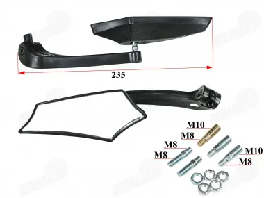 Mirrors for scooter, motorcycle 2 pcs. set , right-hand thread