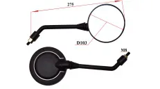 Veidrodžiai universalūs M8  E32 žymėjimas, PRAKTIK1, PRAKTIK2, sriegis dešininis