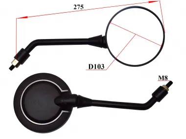 Veidrodžiai universalūs M8  E32 žymėjimas, PRAKTIK1, PRAKTIK2, sriegis dešininis