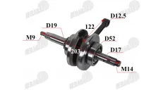 Velenas alkūninis 110cc ATV KETURRAČIO. HONDA MONKEY TRUMPESNIS ŠVAISTIKLIS 152FMH KAZUMA ROKETA 123mm