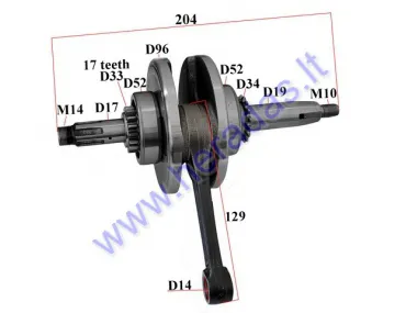 Crankshaft for 130cc motorcycle ATV, ATV Bashan, XL, XM, XS, Zipp