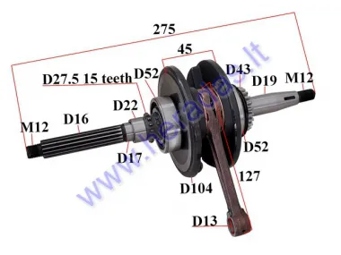 Crankshaft for 125cc scooter PIN13 YAMAHA Cygnus