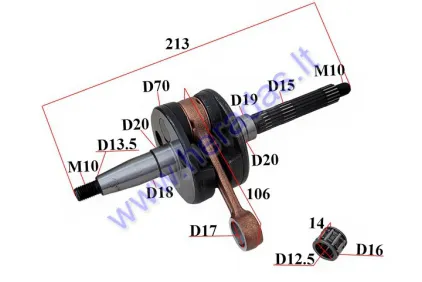 Crankshaft for 50cc scooter 50cc 2T PIN17 PIAGGIO ZIP, TYPHOON, APRILIA, VESPA, GILERA
