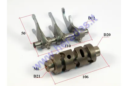 Gear shift drum assembly (with forks) for ATV quad bike
