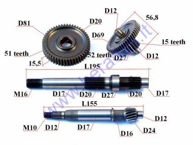 Transmission gear shaft set GY6 50cc